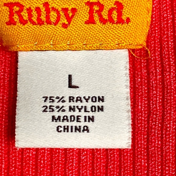 Ruby Red Salmon Pink Beautifully Embellished Neckline Rayon/Nylon Blend Tank Top - Picture 7 of 10